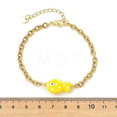 Handmade Porcelain Beads Link Bracelets BJEW-JB13676-1