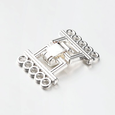 5 Strands Alloy and Brass Fold Over Clasps PALLOY-N0112-02P-1