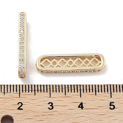 Brass Micro Pave Clear Cubic Zirconia Multi-Strands Links X-KK-B082-16G-1