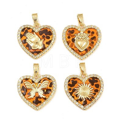 Brass Micro Pave Clear Cubic Zirconia Pendants CU-CBA415D-11G-1