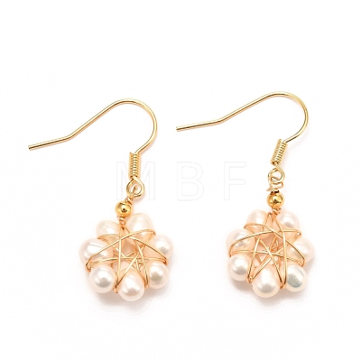 Brass Flower-shaped Dangle Earrings EJEW-D275-01G-1