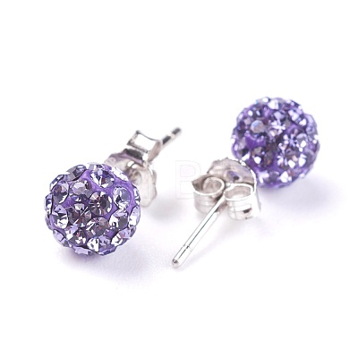 Sexy Valentines Day Gifts for Her 925 Sterling Silver Austrian Crystal Rhinestone Ball Stud Earrings Q286J221-1