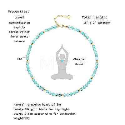 Bohemian 5mm Natural Turquoise Round Beaded Necklaces for Women MF9684-1-1