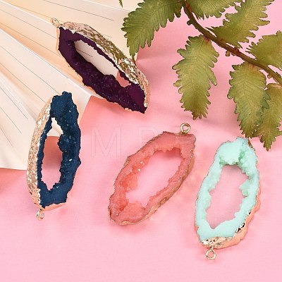 10Pcs 10 Colors Druzy Geode Resin Big Pendants RESI-SZ0001-30-1