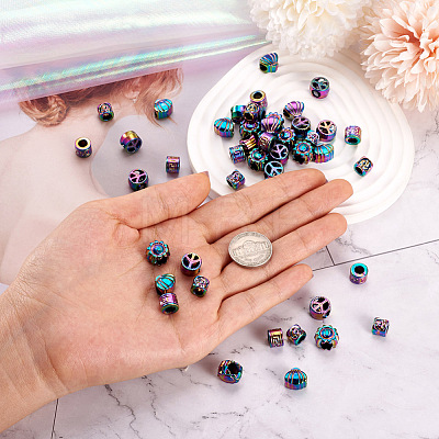 Fashewelry 50Pcs 5 Style Rainbow Color Alloy European Beads FIND-FW0001-32-NR-1