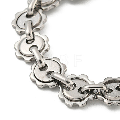 304 Stainless Steel Sun Link Chains Bracelets for Men & Women BJEW-D042-06P-1
