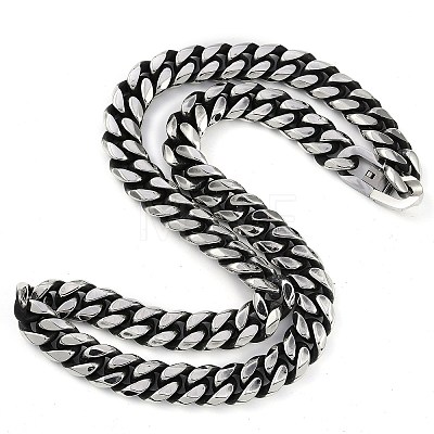 304 Stainless Steel Cuban Link Chain Necklaces for Men NJEW-B116-03P-1