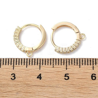 Brass Micro Pave Cubic Zirconia Hoop Earrings Findings KK-P257-05G-1