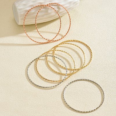 Circle Textured Stacking Brass Bracelet Set for Women SD4492-1