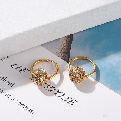 Crystal Rhinestone Rondelle Beaded Huggie Hoop Earrings EJEW-JE04838-1