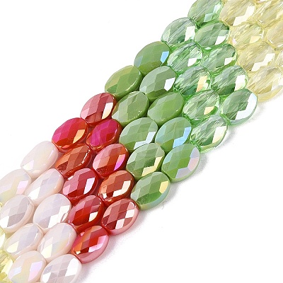 Electroplate Imitation Jade & Opaque & Transparent Glass Beads Strands EGLA-Q135-6x8MM-01C-1