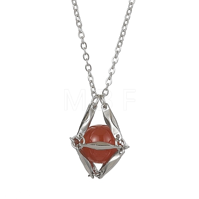 Mixed Round Natural Gemstone Pendant Necklaces NJEW-JN04548-02-1
