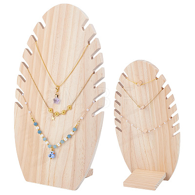 Wood Slant Back Necklace Display Stands NDIS-WH0077-001-1