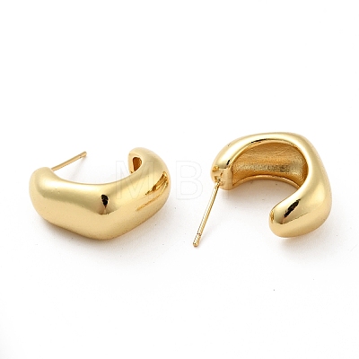 Brass Thick C-Shaped Stud Earrings EJEW-G297-30G-1