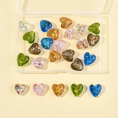 24Pcs 6 Colors Handmade Lampwork Silver Foil Glass Beads FOIL-FS0001-01-1