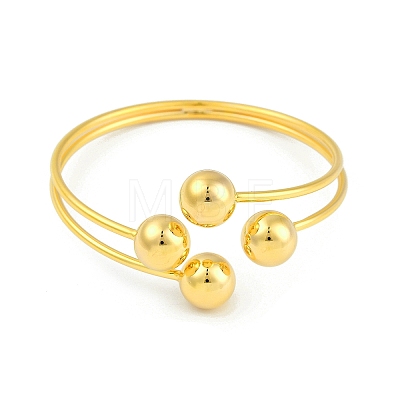 Round Brass Open Cuff Torque Bangles for Women BJEW-Z074-03G-1