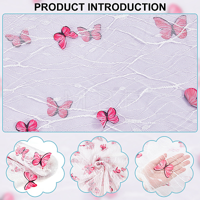 Butterfly Pattern Polyester with PET Embroidery Lace Fabric DIY-WH0419-45-1