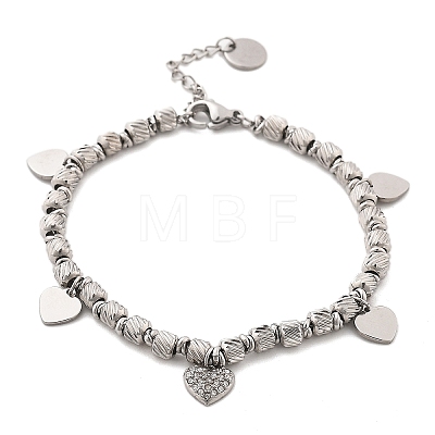 Punk Style 304 Stainless Steel Column Link Charm Bracelets for Women BJEW-C089-14P-1