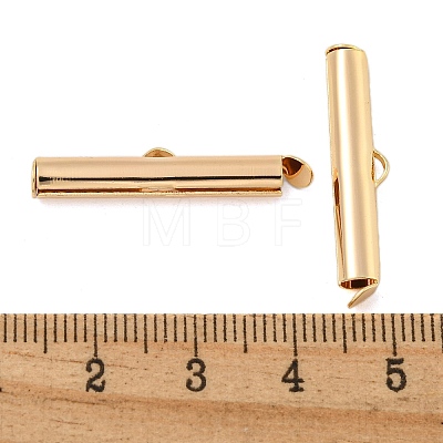 Brass Slide On End Clasp Tubes KK-N254-119G-04-1