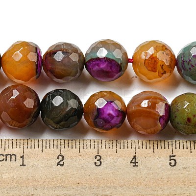 Faceted Natural Banded Agate Beads Strands G-F447-12mm-O06-1