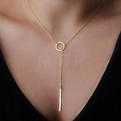 Alloy Ring & Stick Lariat Necklaces for Women WG56D22-01-1