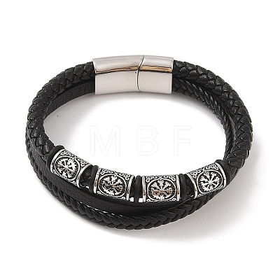 Braided Microfiber Leather Multi-strand Bracelets BJEW-B096-02B-1