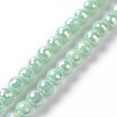 Electroplate Opaque Solid Color Glass Beads Strands X-GLAA-E036-10D-1