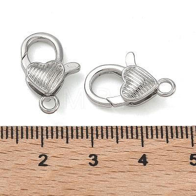 Heart Brass Lobster Claw Clasps KK-H256-03P-03-1