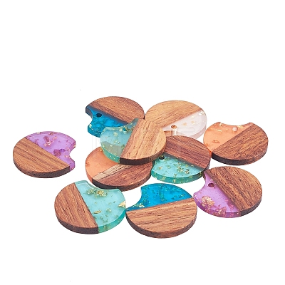 Transparent Resin & Walnut Wood Pendants RESI-CJ0001-86-1