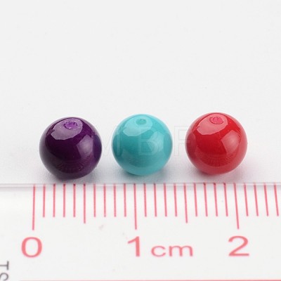 Eco-Friendly Round Baking Paint Glass Beads X-HY-A003-6mm-M-1