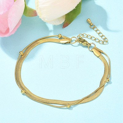 304 Stainless Steel Herringbone Chains & Snake Chain Bracelets BJEW-U019-04G-05-1