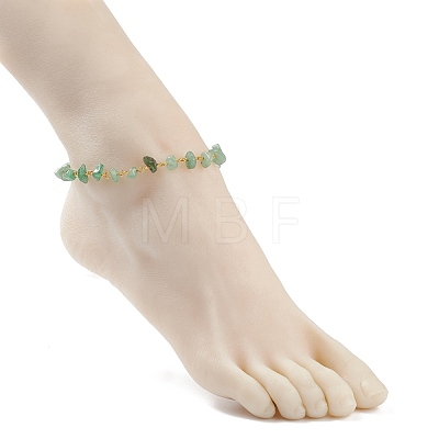 Gemstone Chips Beaded Anklet with 304 Stainless Steel Chains for Women AJEW-AN00497-1