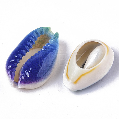Printed Natural Cowrie Shell Beads X-SSHEL-R047-01-A01-1