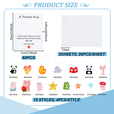 60Pcs 15 Styles Opaque & Transparent Cartoon Resin Cabochons RESI-GA0001-44-1