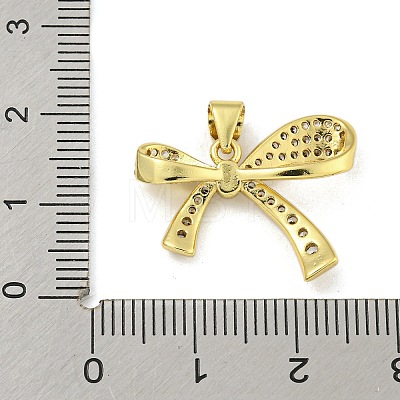 Bowknot Rack Plating Brass Clear Cubic Zirconia Pendants KK-Z053-14G-04-1
