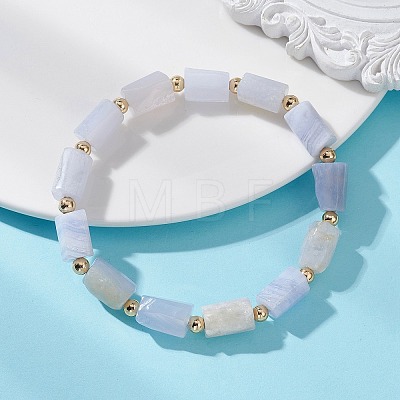 Natural Blue Lace Agate Beaded Stretch Bracelets for Women BJEW-JB13686-1