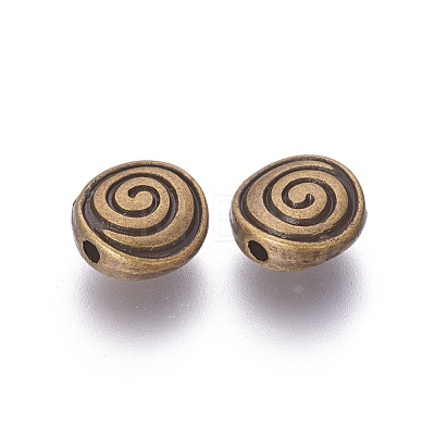 Tibetan Style Alloy Flat Round Carved Vortex Beads TIBEB-5437-AB-FF-1