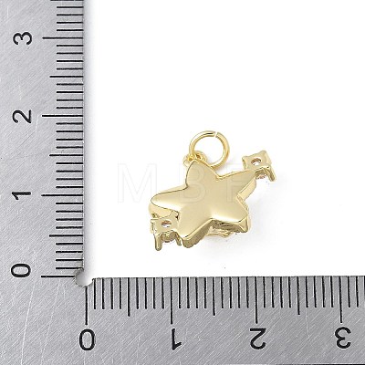 Brass Micro Pave Cubic Zirconia and Glass Pendants KK-F892-47G-1