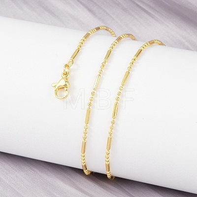 Brass Ball and Column Link Chains Necklace for Women NJEW-P265-22G-1