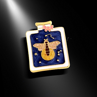 Rectangle with Bee Luminous Enamel Pin LUMI-PW0001-121G-1