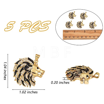 5Pcs Brass Micro Pave Clear Cubic Zirconia Pendants ZIRC-SZ0003-20-1