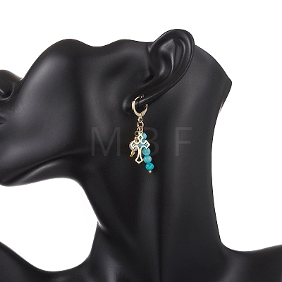 Natural Persian Jade Cross Hoop Earrings EJEW-JE06727-1