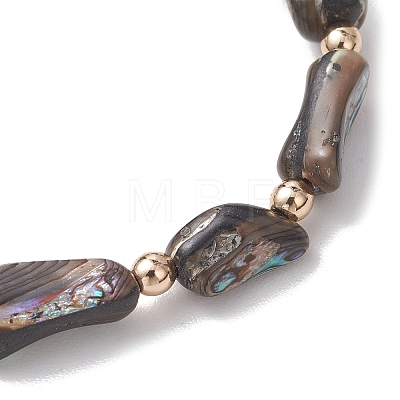 Natural Abalone Shell/Paua Shell Beads Stretch Bracelets for Women Men BJEW-JB13544-1