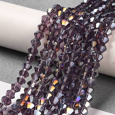 Transparent Electroplate Glass Beads Strands EGLA-A039-T6mm-B04-1