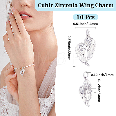 10Pcs Brass Micro Pave Cubic Zirconia Pendants ZIRC-BBC0003-79P-1