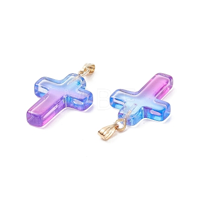 Two Tone Transparent Glass Pendants GLAA-A004-02F-1