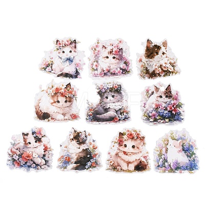 10Pcs 10 Styles Waterproof PET Stickers Set DIY-M002-01C-1