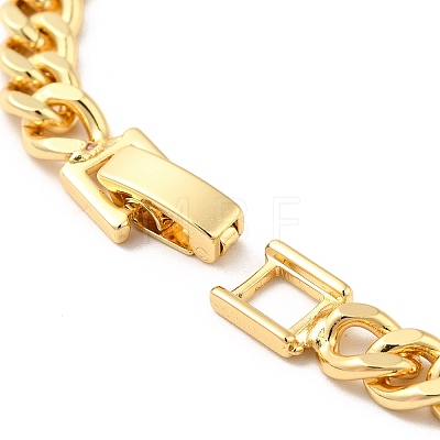 Green Cubic Zirconia Leopard with Padlock Link Bracelet with Brass Curb Chains for Men Women KK-H434-10G-1