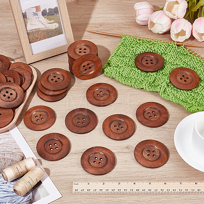 40Pcs 4-Hole Wood Buttons BUTT-UN0001-39-1
