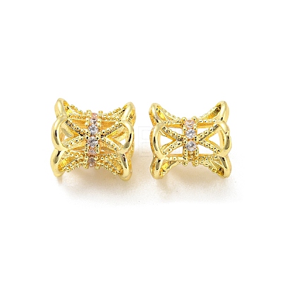 Brass Micro Pave Cubic Zirconia Spacer Beads KK-H452-21G-1